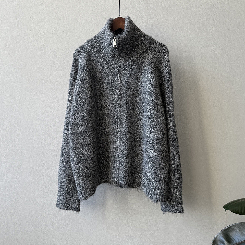 【トップス】春 秋 冬 もっちり ハイネック こなれ感 ジップ セーター 【SNシリーズ】