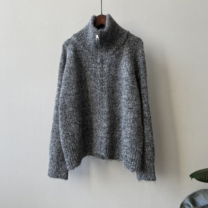 【トップス】春 秋 冬 もっちり ハイネック こなれ感 ジップ セーター 【SNシリーズ】