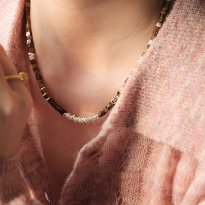 【🎁 B2G1｜先行スタート！】【グッズ】S925純銀×タイガーアイリングネックレス｜女性向け上質で小ぶりな高級感のあるチョーカー