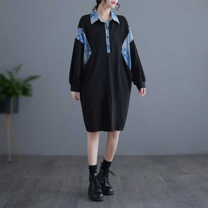 【ワンピース】大きいサイズ レディース 切替デザイン 長袖 シャツワンピース ミモレ丈 ゆったり カジュアル 着痩せ 春夏新作【AHシリーズ】