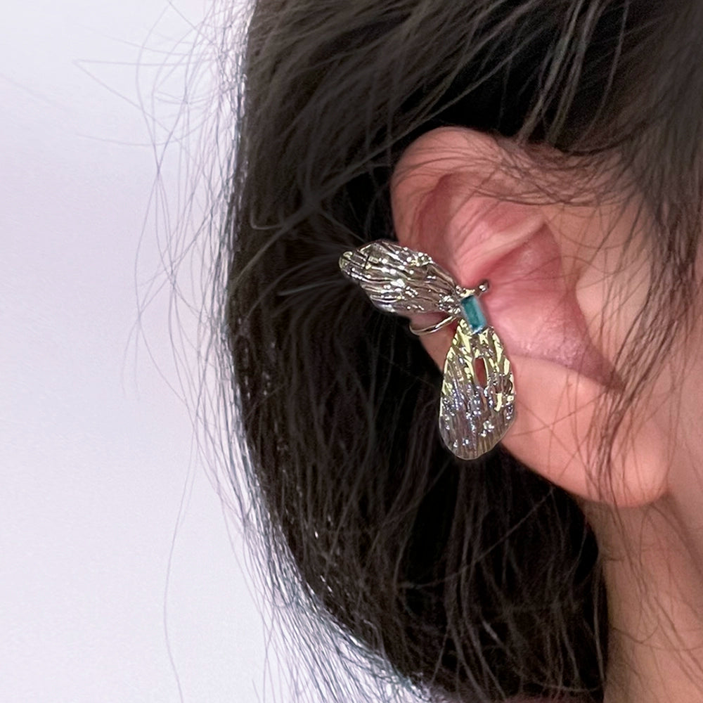 【🎁 B2G1｜先行スタート！】【グッズ】クール系 蝶結びイヤーカフ レディース 夏 高級感 キラキララインストーン イヤークリップ ノンホール ピアス