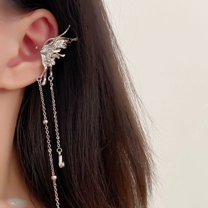 【🎁 B2G1｜先行スタート！】【グッズ】クール系 蝶結びイヤーカフ レディース 夏 高級感 キラキララインストーン イヤークリップ ノンホール ピアス