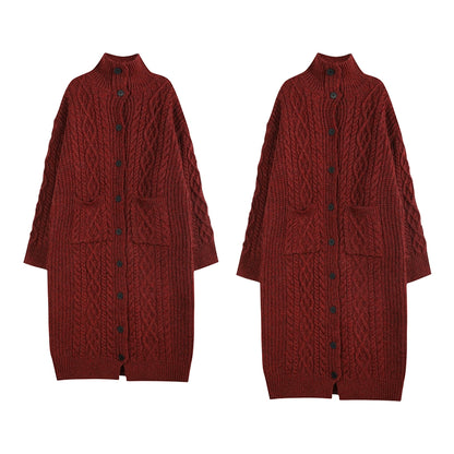 【アウター】秋冬新作 グレー ゆったり ロングカーディガン ニットコート 韓国風【FCシリーズ】