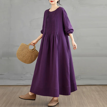 【60%OFF⭐️早い者勝ち】【ワンピース】前後アコーディオンプリーツ 膝下丈 細見え 上品 長袖 レディース【JZシリーズ】