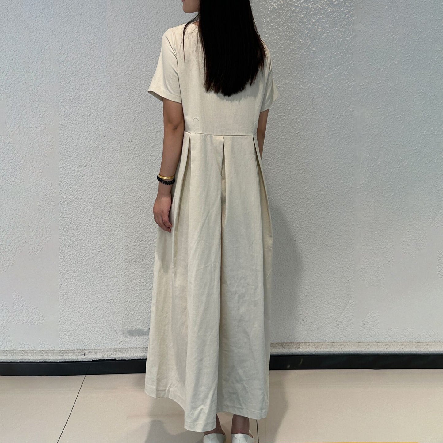 [洋裝] 透氣夏季圓領短袖連身裙