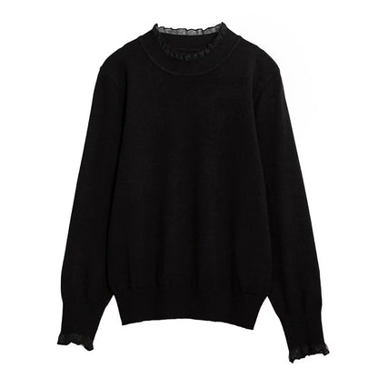 【トップス】◎インナー必須◎ レース切り替えメッシュニット Tシャツ【JZシリーズ】