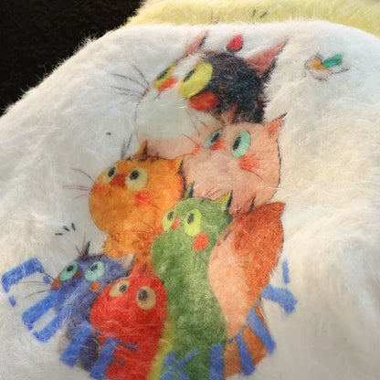 【トップス】ゆったり 小众 上品 クルーネック フェイクミンクニット レディース 猫 ニットセーター