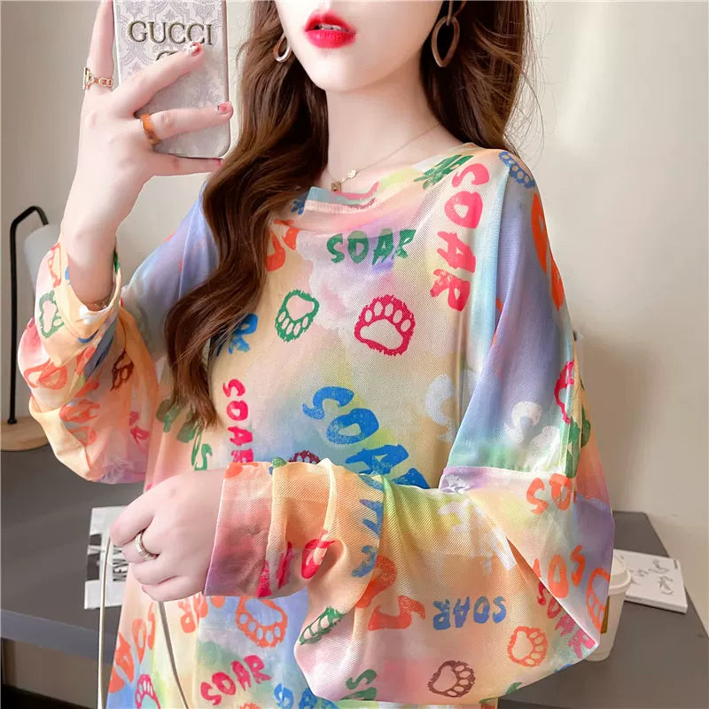 60%OFF⭐️【トップス】アイスシルク 薄手 ゆったり 合わせやすい 長袖Tシャツ【SHシリーズ】