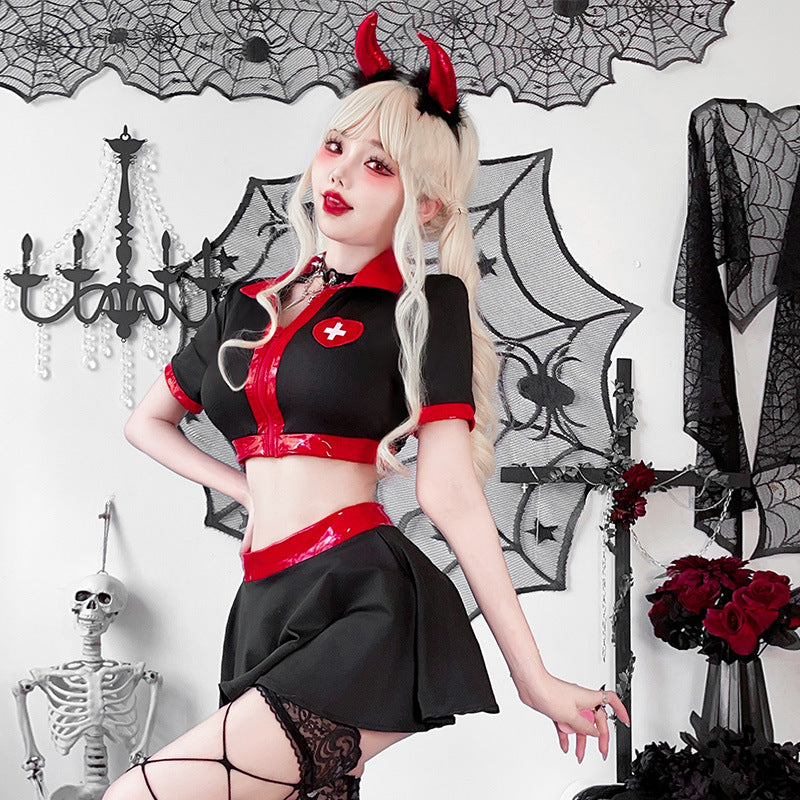 【ハロウィン】コスプレ 衣装 ゴシック系 セクシー ナース服 ドクター 看護師 ワンピース 大きいサイズ レディース ステージ衣装