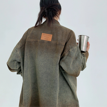 【トップス】春秋 アメリカンスタイル ヴィンテージ加工 合わせやすい シャツジャケット【FCシリーズ】