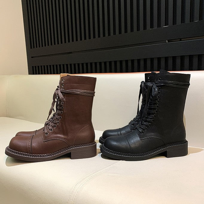 【シューズ】春 秋 冬 サイドジップ ラウンドトゥ バイカーブーツ 【JZシリーズ】