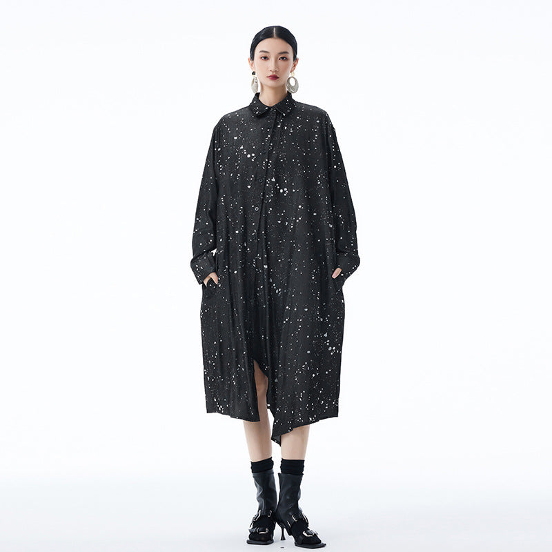 【ワンピース】春 秋 冬 カジュアル 細見え  ドット柄 長袖 ワンピース 【AHシリーズ】