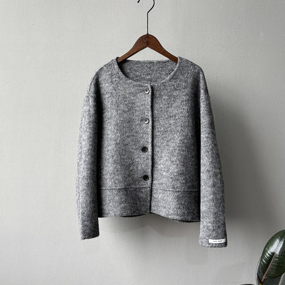 【アウター】上質ウールコート✨レディース 冬 短丈 シンプル 丸首 ゆったりシルエット 大人可愛い【JZシリーズ】