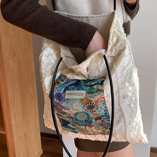 【バッグ】夏 ベルベット切り替え 高見え バッグ 【SHシリーズ】