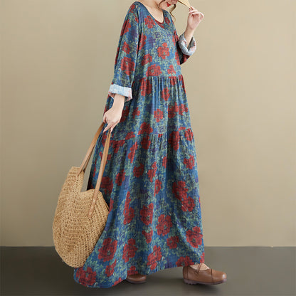 期間限定🍂60%OFF【ワンピース】チェック柄切替ロングワンピース レディース 秋新作 長袖 ゆったり フレア 大人上品【SHシリーズ】