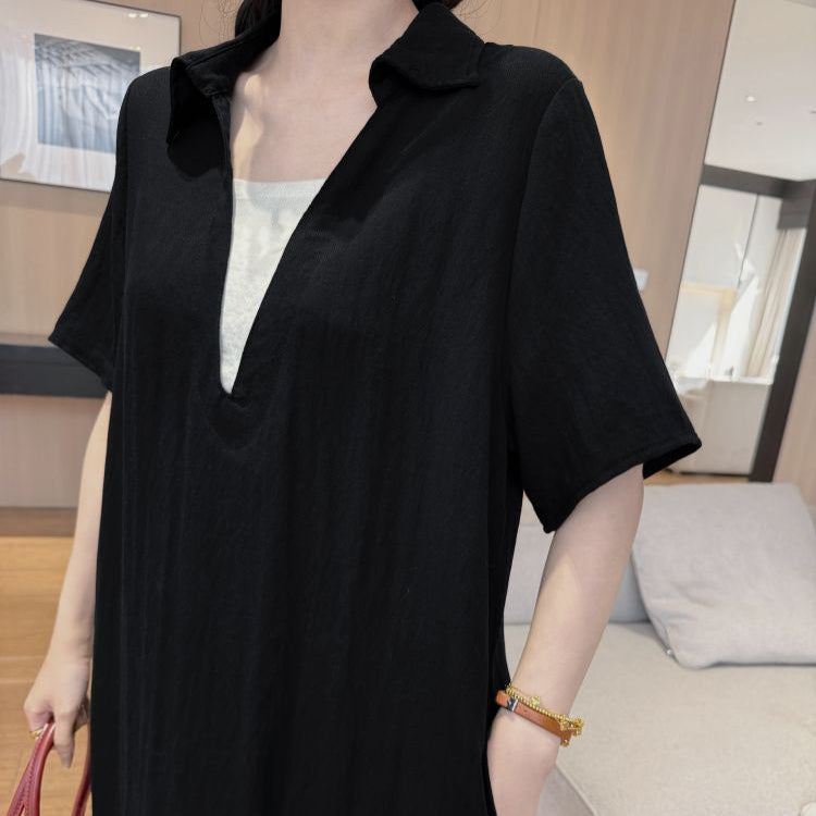 【ワンピース】☀️夏 新作 大きいサイズ レディース 綿麻ロングワンピース 半袖 ゆったり コットンリネン 体型カバー【JZシリーズ】