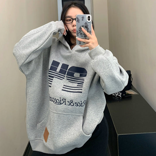 【トップス】レトロ ゆったり 裏起毛 アメリカンスタイル フード付き パーカー【FCシリーズ】