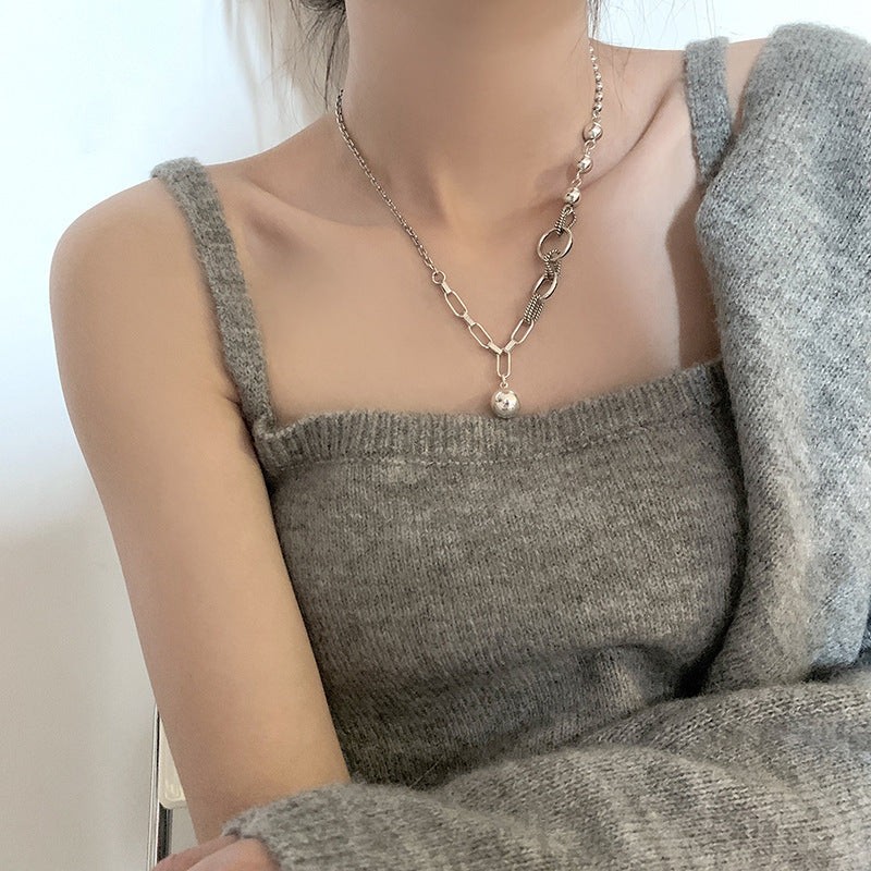 【グッズ】レトロ ボールチェーン ネックレス レディース シンプル 首元アクセ きれいめ カジュアル