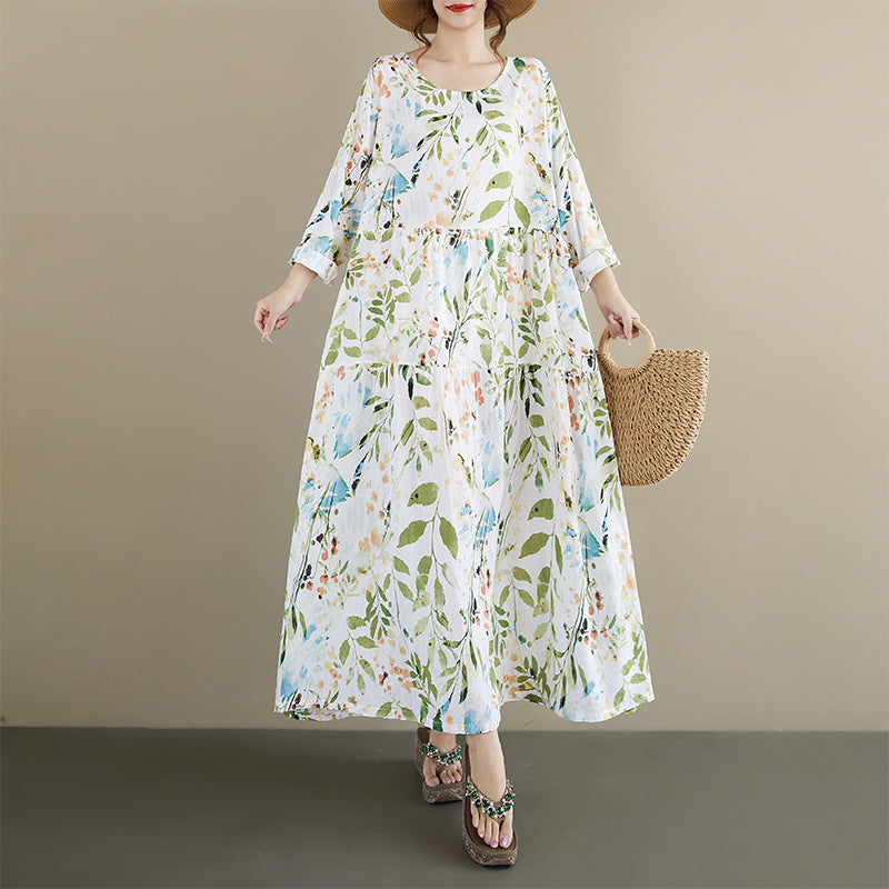 期間限定🍂60%OFF【ワンピース】ナチュラル風ロングワンピース レディース 長袖 ゆったり リラックス リゾート 大人可愛い【SHシリーズ】