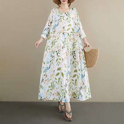 期間限定🍂60%OFF【ワンピース】ナチュラル風ロングワンピース レディース 長袖 ゆったり リラックス リゾート 大人可愛い【SHシリーズ】