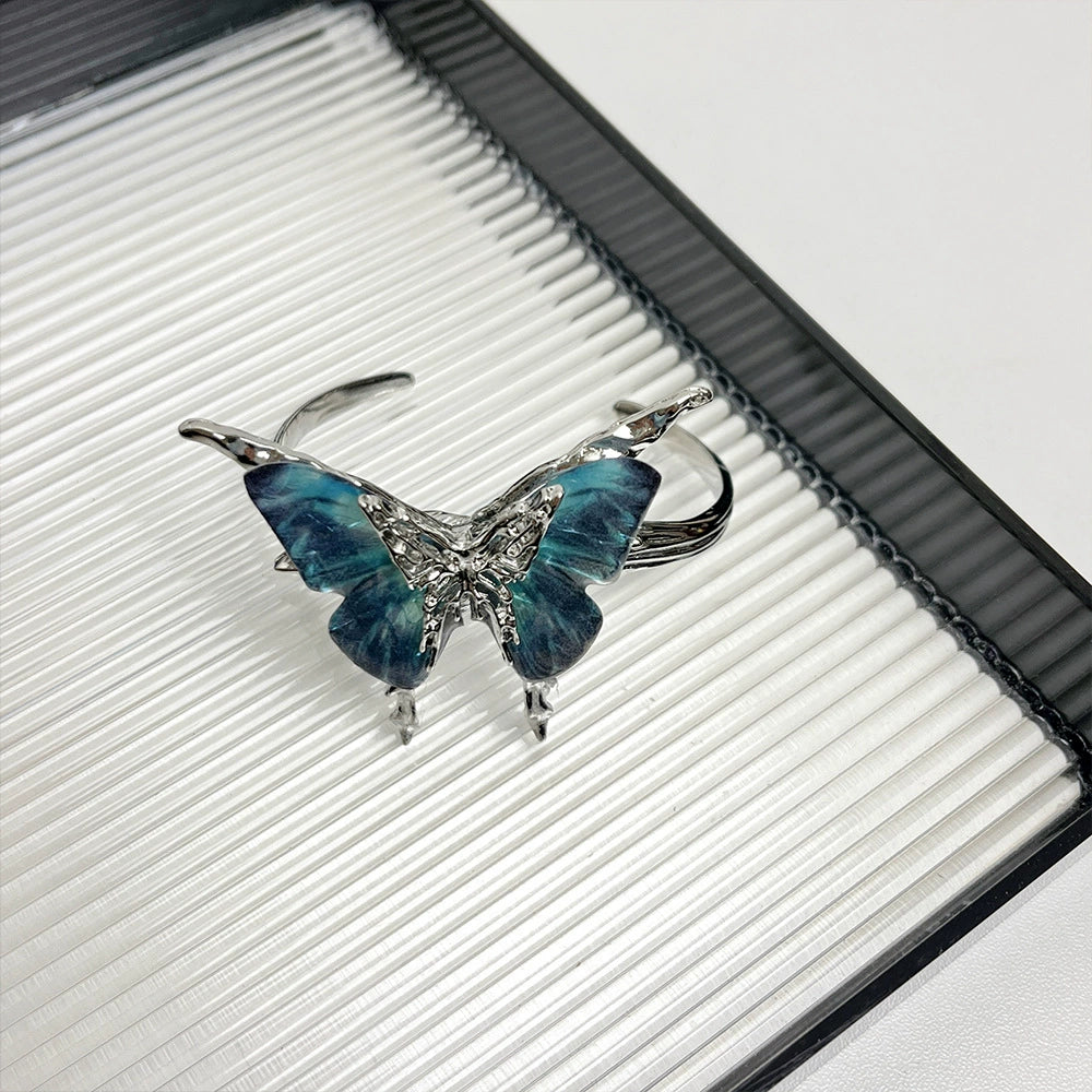 【🎁 B2G1｜先行スタート！】【グッズ】立体ブルーグラデーション バタフライ バングル レディース オープンタイプ 高級感 おしゃれ