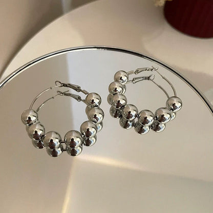 【グッズ】ボールフープピアス レディース 大ぶり ミニマルデザイン 上品アクセサリー