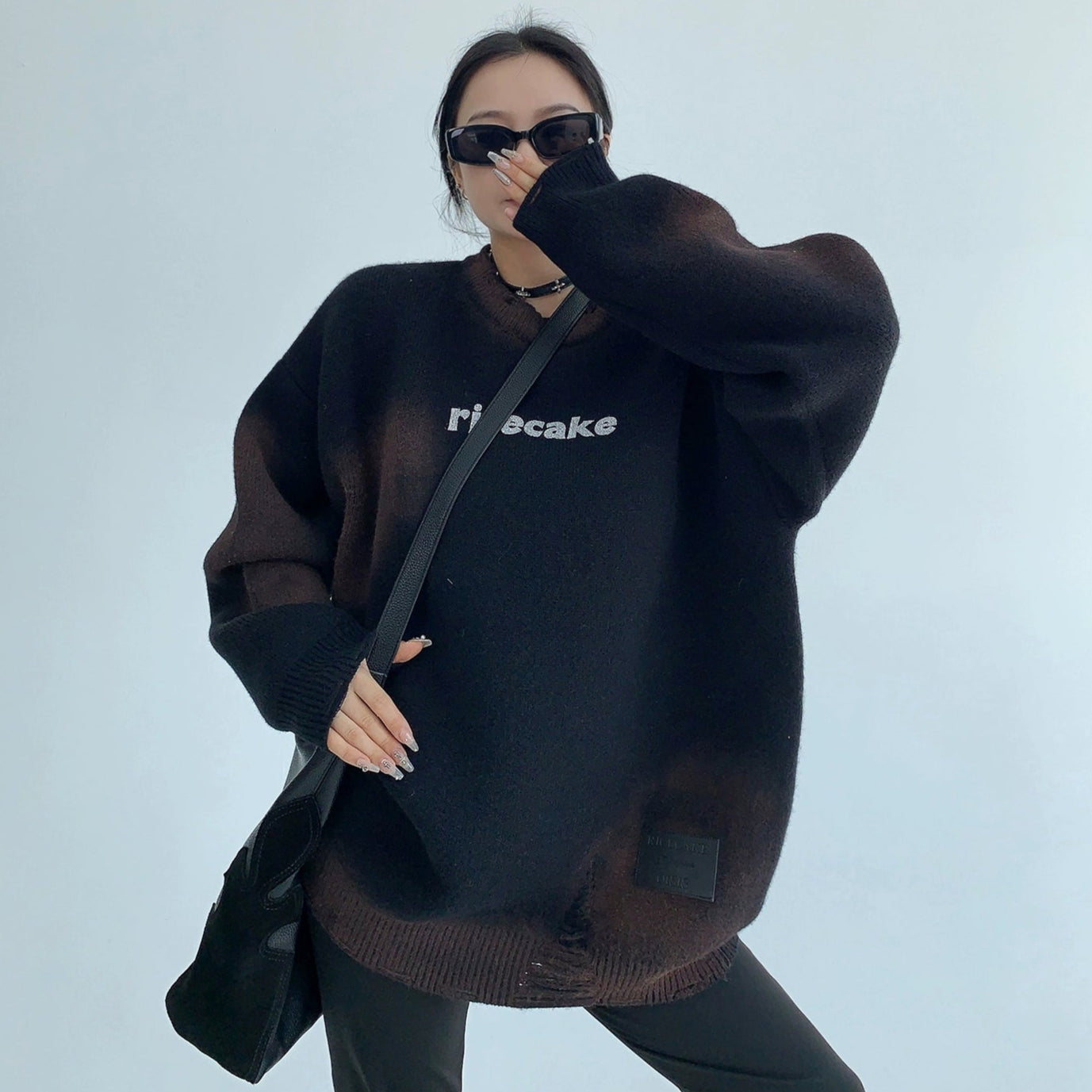 【24AW】【15～20日内発送】【トップス】流行の予感 アルファベット ヴィンテージ加工 厚い保温 ニットセーター【FCシリーズ】