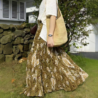 【ボトムス】フフレンチテイスト 小花柄 フレアスカート レディース 春夏 ロング丈 ハイウエスト 上品 フェミニン 大人可愛い【SHシリーズ】