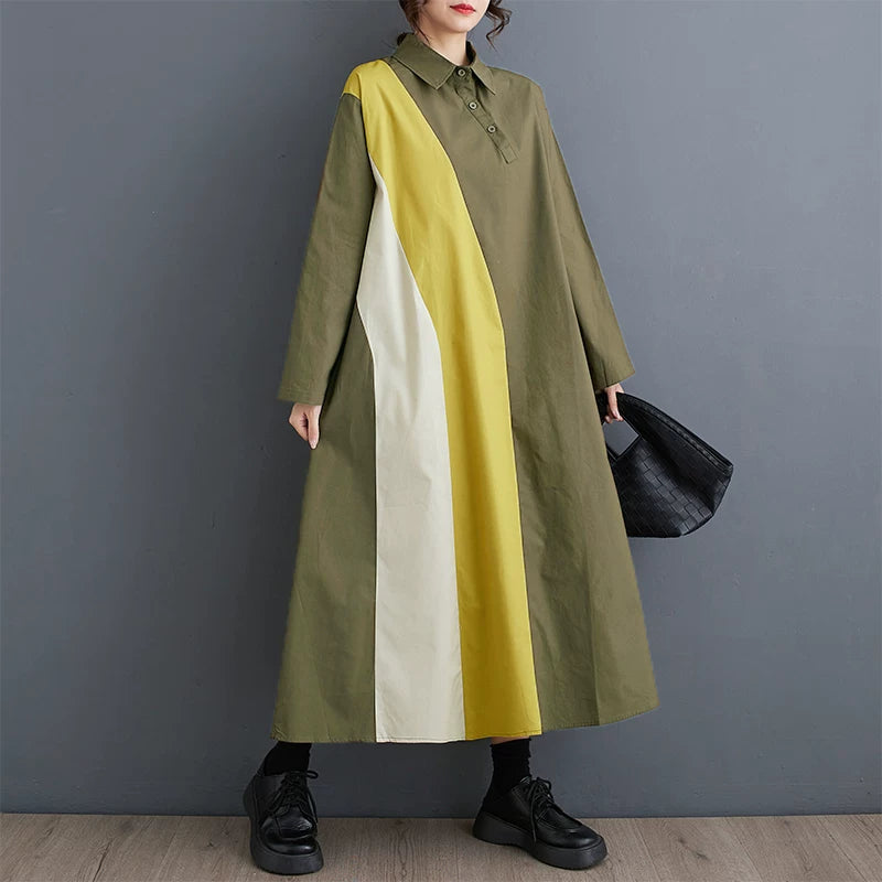 【60%OFF⭐️早い者勝ち】【ワンピース】ゆったり 大きいサイズ ピンチバック チュニックドレス シンプル カジュアル 通勤 スウィート 長袖 ワンピース【JZシリーズ】