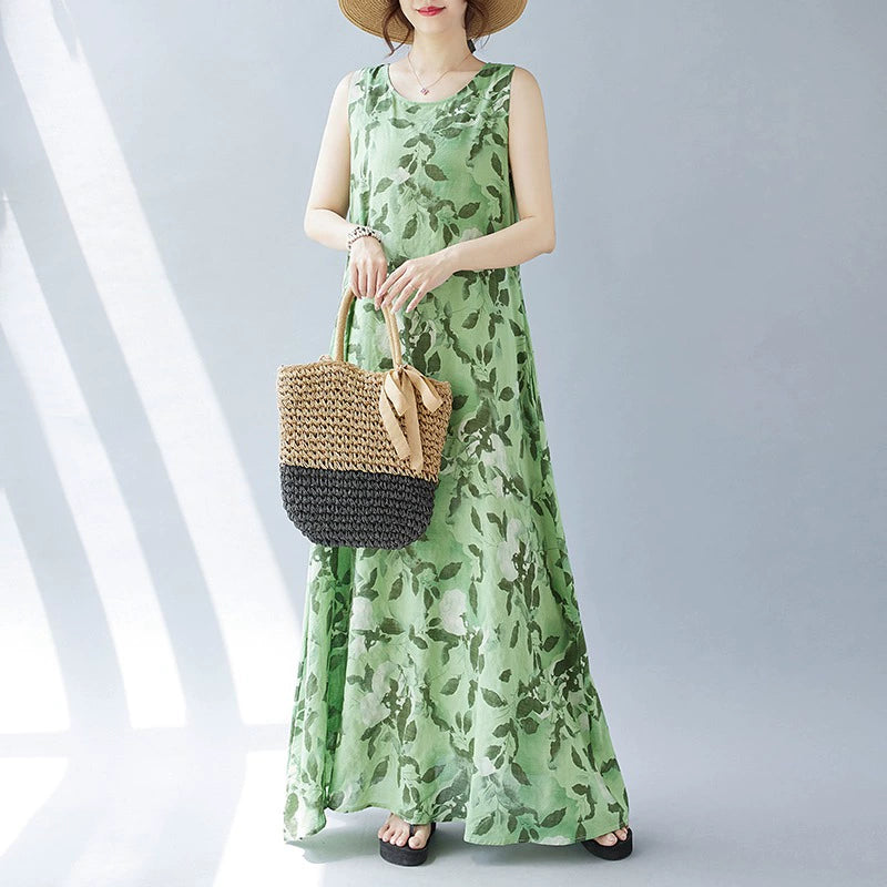 【ワンピース】バカンス風 ビーチワンピース 花柄 ノースリーブワンピース【SHシリーズ】