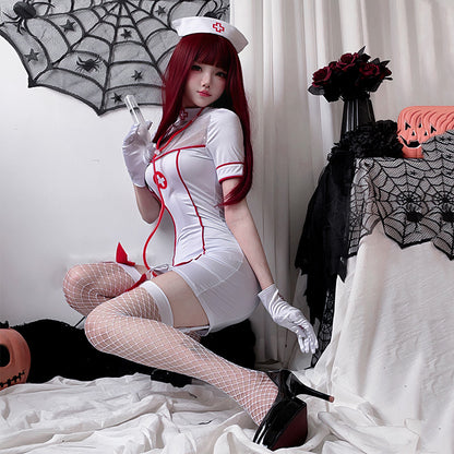 【ハロウィン】大人用 コスチューム ナース 吸血鬼 コスプレ セクシー メッシュ ドクター ナース制服 ワンピース レディース