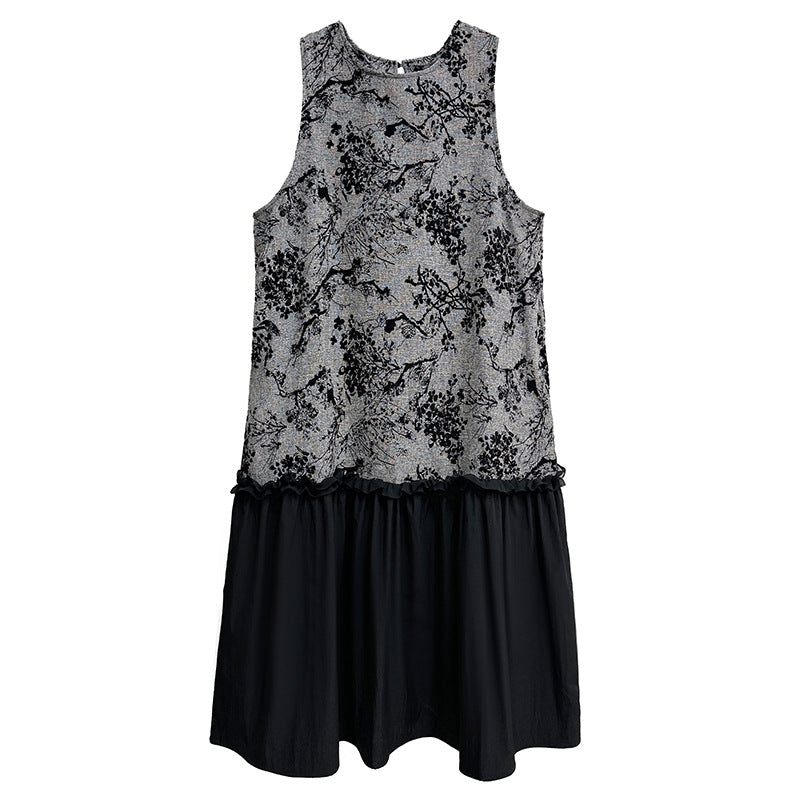 【ワンピース】春 秋 冬 レトロ 細見え ジャカード切替 ノースリーブ ワンピース 【AHシリーズ】