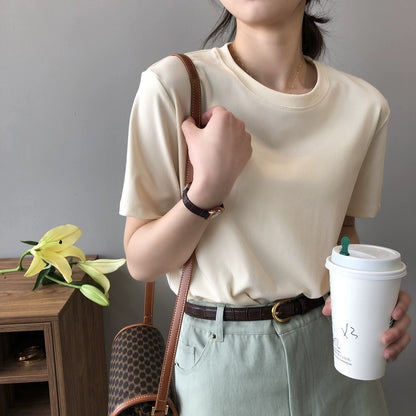 【トップス】無地 夏  ラウンドネック Tシャツ