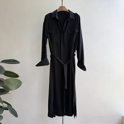 【ワンピース】ベルト付きシャツワンピース レディース 長袖 ミディ丈 オフィススタイル OL 秋服【JZシリーズ】