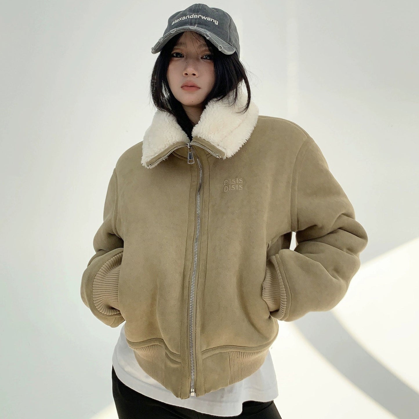 【24AW】【15～20日内発送】【アウター】韓国風 厚い保温 ファー一体型 スタンドネック ジャケット【FCシリーズ】