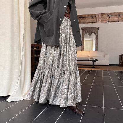 【ボトムス】秋新作 フレンチスタイル ペイズリー柄 切替え フレアスカート リゾート風 レディース コーディネート自在【SHシリーズ】