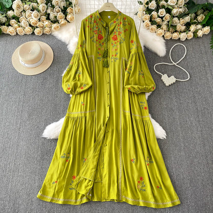 【60%OFF⭐️早い者勝ち】【ワンピース】刺繍 バルーンスリーブ エレガント 長袖 ワンピース 【SHシリーズ】