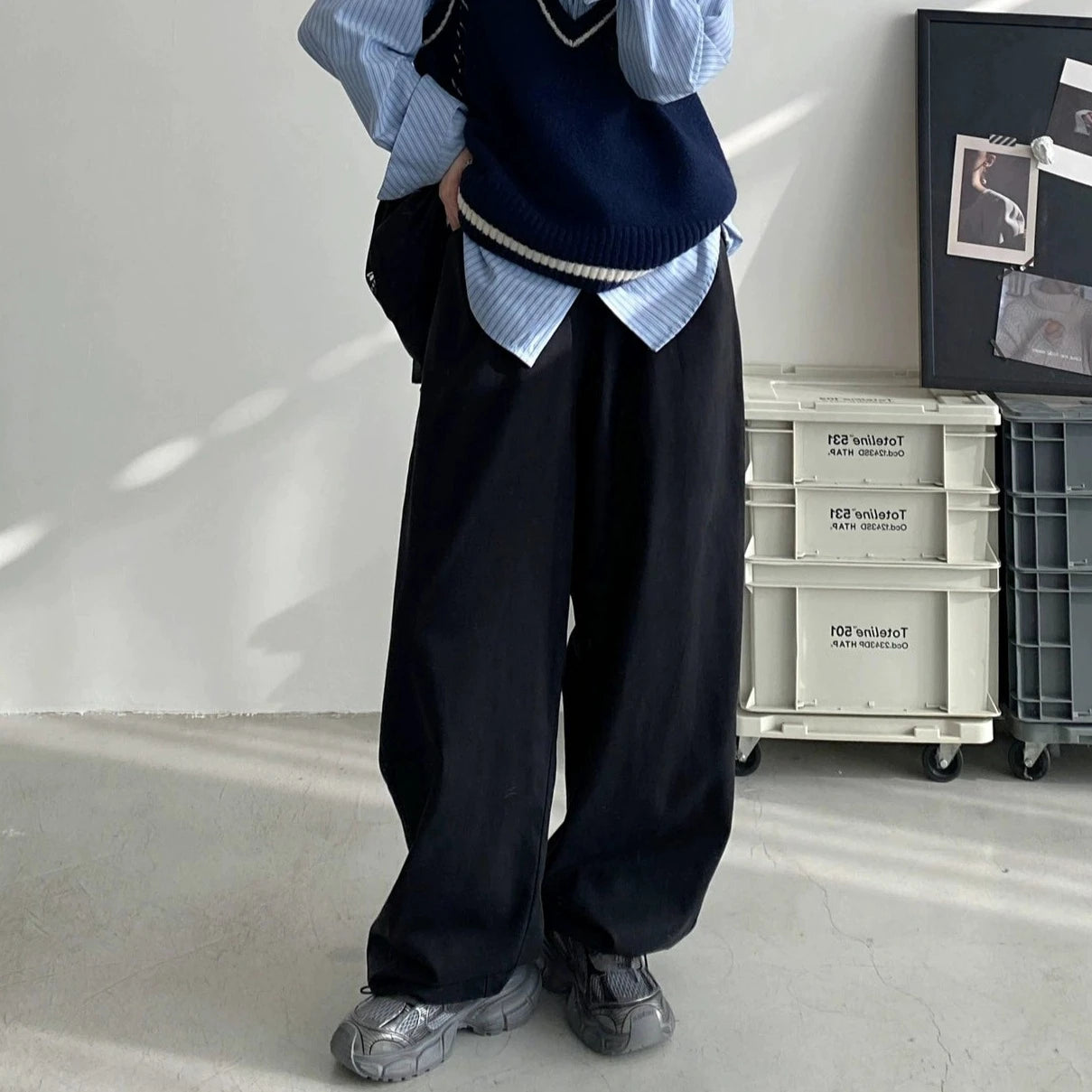 【24AW】【ボトムス】脚長効果ファッション 無地 パンツ