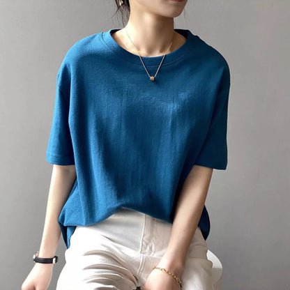 【トップス】無地 夏  ラウンドネック Tシャツ