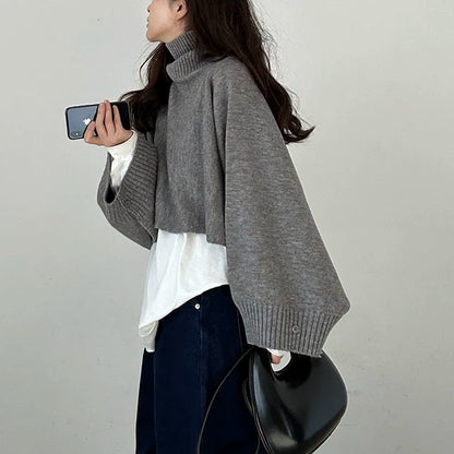 【トップス】イレギュラー 春 秋 冬 ショート丈  レイヤード セーター 【JZシリーズ】