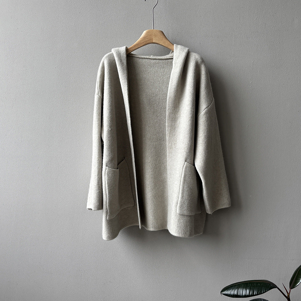 5カラー【アウター】秋冬新作 フード付き ニットカーディガン レディース ゆったり 高見え ルーズ【JZシリーズ】