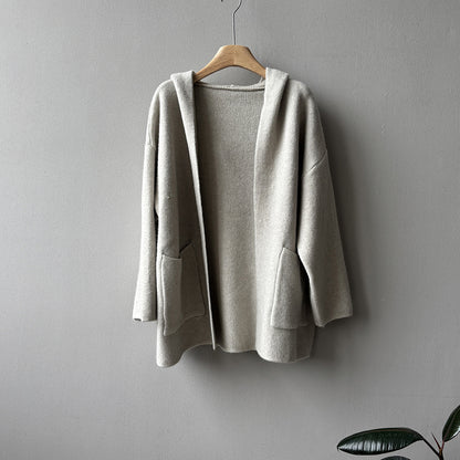 5カラー【アウター】秋冬新作 フード付き ニットカーディガン レディース ゆったり 高見え ルーズ【JZシリーズ】