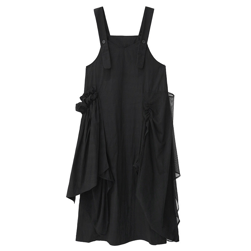 【ワンピース】メッシュ切り替え キャミワンピース レディース  秋新作 ゆったり体型カバー ロング丈 ノースリーブ【AHシリーズ】