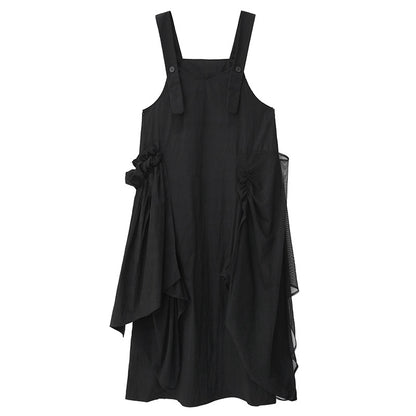 【ワンピース】メッシュ切り替え キャミワンピース レディース  秋新作 ゆったり体型カバー ロング丈 ノースリーブ【AHシリーズ】