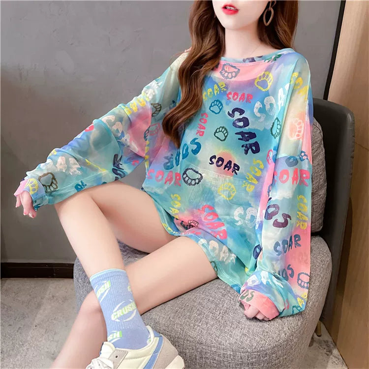 60%OFF⭐️【トップス】アイスシルク 薄手 ゆったり 合わせやすい 長袖Tシャツ【SHシリーズ】