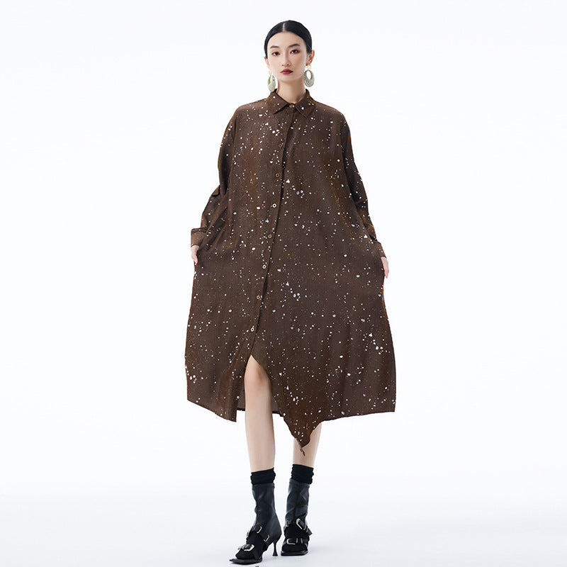 【ワンピース】春 秋 冬 カジュアル 細見え  ドット柄 長袖 ワンピース 【AHシリーズ】