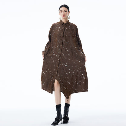 【ワンピース】春 秋 冬 カジュアル 細見え  ドット柄 長袖 ワンピース 【AHシリーズ】