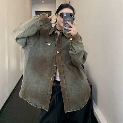 【トップス】春秋 アメリカンスタイル ヴィンテージ加工 合わせやすい シャツジャケット【FCシリーズ】