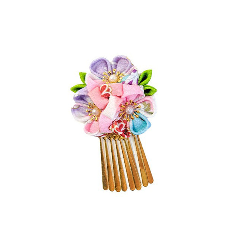 【セットアップ】夏 手作り布製  髪飾り つまみ細工風 和風ヘアアクセサリー 【SHシリーズ】