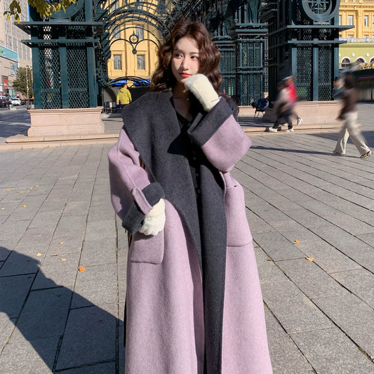 【アウター】春 秋 冬 高級感 ゆったり フード付き 両面編み 厚手 コート【JZシリーズ】